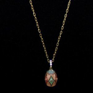 Avon decorated egg pendant gold tone chain necklace